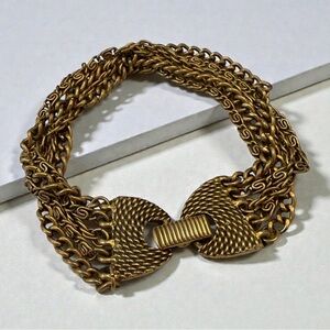 Vintage ‘60s GOLDETTE NY Textured Gold Tone Chain Bracelet